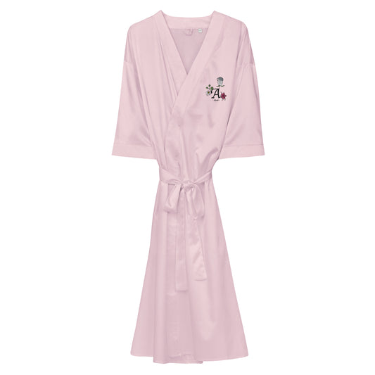 Kimono en soie brodé rose EMMANUELLE