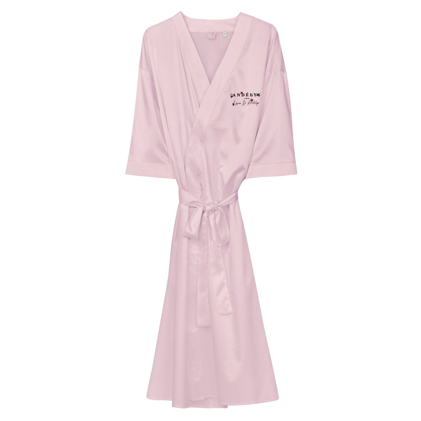 Kimono en soie brodé rose LOUISE